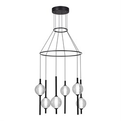 ST LUCE SL6120.403.06 Светильник подвесной Черный/Прозрачное кракелированное стекло LED 6*8,5W 3000K SL6120.403.06 - фото 100208
