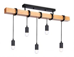 Ambrella Подвесной светильник в стиле лофт TR8183/5 BK/LW черный/светлое дерево E27*5 max 40W 800*50*420 TR8183 - фото 102067
