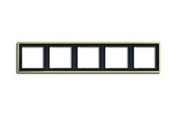 Рамка пятерная, для горизонтального/вертикального монтажа Jung LS Gold Золото go2985 - фото 10289