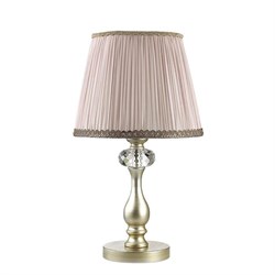 Odeon Light 3390/1T ODL17 538 мат.зол/серебр.патина/абажур ткань/хрусталь Настольная лампа E14 40W 220V AURELIA 3390/1T - фото 108087