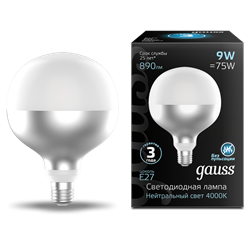 Gauss Лампа Filament G125 9W 890lm 4100К Е27 mirror-milky LED 1014802209 - фото 110207