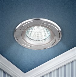 ЭРА Встраиваемый светильник алюминиевый KL34 AL/SL/1 MR16, 12V, 50W хром Б0049565 - фото 113292