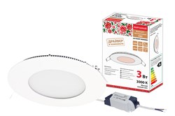 TDM Светильник ультратонкий встраиваемый светодиодный "Даунлайт НАРОДНЫЙ" СВО (белый) 3 Вт 3000К SQ0329-0093 - фото 114108