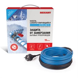 Греющий саморегулирующийся кабель на трубу 15MSR-PB 4M (4м/60Вт) Rexant 51-0617 - фото 117427