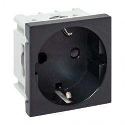 Розетка 45х45 с зазем., с защ. шторками, 90 градусов, черная, матовая EKF E2MR16-028-30 - фото 117607