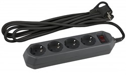 ЭРА USF-M-4es-1.5m-B Черный Сетевой фильтр начал. защита, с/з, с выкл, 4гн, 1,5м, ПВС, 10А Б0019740 - фото 118168