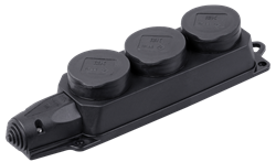 IEK OMEGA РБ33-1-0м Розетка (колодка) трехместная с защитными крышками IP44 PKR61-016-2-K02 - фото 118173