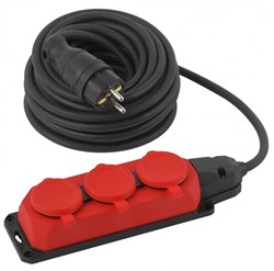 ЭРА Удлинитель силовой ЭРА UK-3e-3x1,5-10m-IP44(KG) с заземлением 3 розетки каучук 10м КГ 3х1,5мм2 IP44 Б0057580 - фото 118178