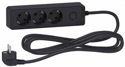 Schneider Electric Unica Extend Черный Удлинитель 3 розетки 2К+З, кабель 1,5м ST9431B - фото 118339