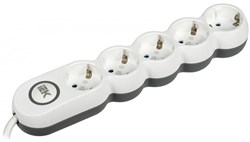 IEK UNO Удлинитель У05В 5 мест 2P+PE/5м 3х1,5мм2 16А/250В UNO WYP53-16-05-05-ZK - фото 118373
