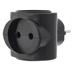 Тройник электрический биметалл 220В, 6А черный Rexant 11-1064-1 - фото 118377