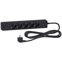 Schneider Electric Unica Extend Черный Удлинитель 5 розеток 2К+З, кабель 3м, 2 USB ST945U3B - фото 118384