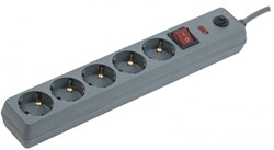 IEK Сетевой фильтр СФ-05К-выкл. 16А 5 мест 5м 3х1мм2 серый WFP10-16-05-05-ZK-K03 - фото 118385