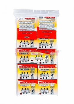 Делитель ТВ х 4 + 5шт. F "BOX" 5-1000 МГц "Silver" Rexant 05-6103 - фото 122188