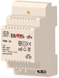 Zamel Трансформатор напряжения 230VAC/24VAC 15VA IP20 на DIN рейку 3мод - фото 15477