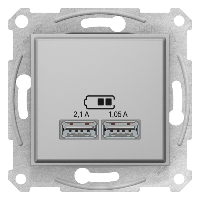 Sedna Алюминий Розетка 2-ая USB 2,1А (2x1,05А) - фото 16815