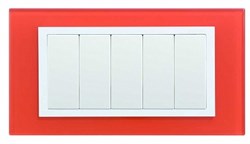 Simon 82 Centr. Оранжевый/Белый (стекло) Рамка с суппортом на 5 узких модулей - фото 24775