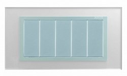Simon 82 Centr. Серебро/Алюминий (стекло) Рамка с суппортом на 5 узких модулей - фото 24808