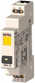 Zamel Выключатель кнопочный с желтым индикатором 16А IP20 на DIN рейку - фото 25167