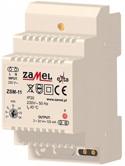 Zamel Блок питания стабилизированный 230VAC/3-24VDC 125мА IP20 на DIN рейку 3мод - фото 25173