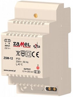 Zamel Блок питания стабилизированный 230VAC/12VDC 250мА IP20 на DIN рейку 3мод - фото 25174