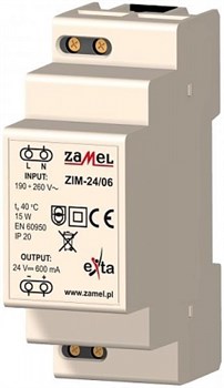 Zamel Блок питания импульсный 230VAC/24VDC 600мА IP20 на DIN рейку 2мод - фото 25179