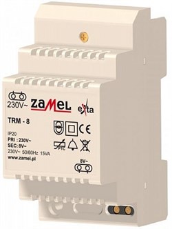 Zamel Трансформатор напряжения 230V AC / 8V AC 15VA, IP20 - фото 25195