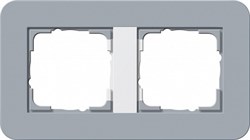 Gira серия E3 Серо-голубой/белый глянцевый Рамка 2-ая - фото 26418