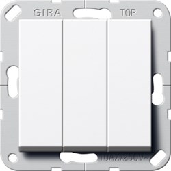 Gira S-55 Бел Выключатель Британский стандарт 3-х клавишный, вкл/откл. 283003 - фото 27240