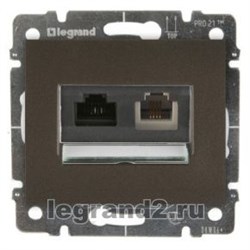 Розетка RJ45 + RJ11 - 2 разъема, с лицевой панелью 
                        Legrand Galea Life (белый) - фото 32338