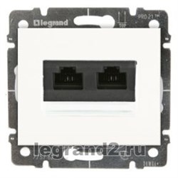 Розетка RJ45 - 2 разъема Кат.5e с лицевой панелью 
                        Legrand Galea Life (белый) - фото 32392