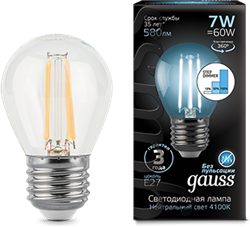 Лампа Gauss LED Filament Globe E27 7W 4100K step dimmable 1/10/50 - фото 33835
