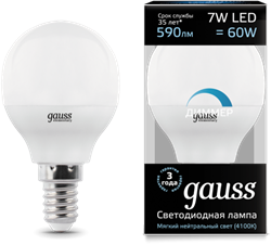 Лампа Gauss LED Globe-dim E14 7W 4100К диммируемая 1/10/100 - фото 33844