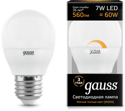 Лампа Gauss LED Globe-dim E27 7W 3000К диммируемая 1/10/100 - фото 33852