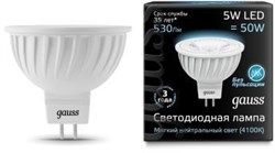 Лампа Gauss LED MR16 GU5.3 5W 4100K 1/10/100 - фото 34029