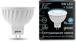 Лампа Gauss LED MR16 GU5.3 5W 12V 4100K 1/10/100 - фото 34041