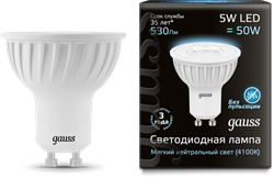 Лампа Gauss LED MR16 GU10 5W 4100K 1/10/100 - фото 34043