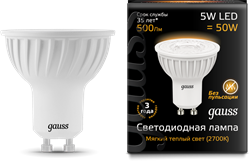 Лампа Gauss LED MR16 GU10 5W 3000K 1/10/100 - фото 34047