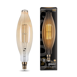 Лампа Gauss Led Vintage Filament BT120 8W E27 120*420mm Golden 780lm 2400K 1/10 - фото 34057