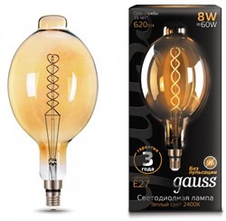 Лампа Gauss LED Vintage Filament Flexible  BT180 8W E27 180*360mm Golden 620lm 2400K 1/6 - фото 34058