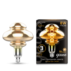 Лампа Gauss Led Vintage Filament Flexible BD160 8W 330lm E27 160*210mm Gray 2400K 1/6 - фото 34061