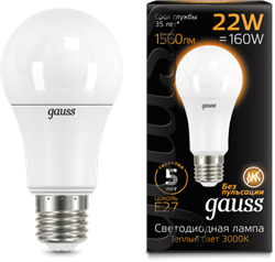 Лампа Gauss LED A70 22W E27 3000K 1/10/50 - фото 34091