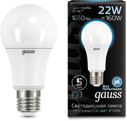 Лампа Gauss LED A70 22W E27 4100K 1/10/50 - фото 34092