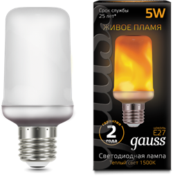 Лампа Gauss Led T65 Corn Flame 5W E27 1500K 1/10/100 - фото 34093