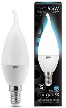 Лампа Gauss LED Candle tailed E14 9.5W 4100K 1/10/50 - фото 34107