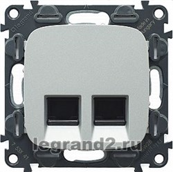 Розетка двойная RJ45 Кат.6 UTP Valena Allure (алюминий) - фото 35037