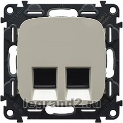 Розетка двойная RJ45 Кат.6 UTP Valena Allure (слоновая кость) - фото 35041