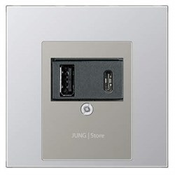 USB розетка для зарядки мобильных устройств тип А и USB тип С макс.3000 мА, Алюминий (металл) - фото 38798