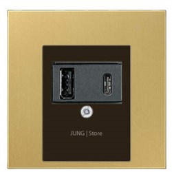 USB розетка для зарядки мобильных устройств тип А и USB тип С макс.3000 мА, Латунь Classic (металл) - фото 38808