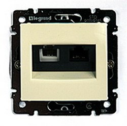 Розетка двойная RJ45 кат. 6 UTP+RJ11 без захватов 774180 Legrand Valena цвет бежевый - фото 43991